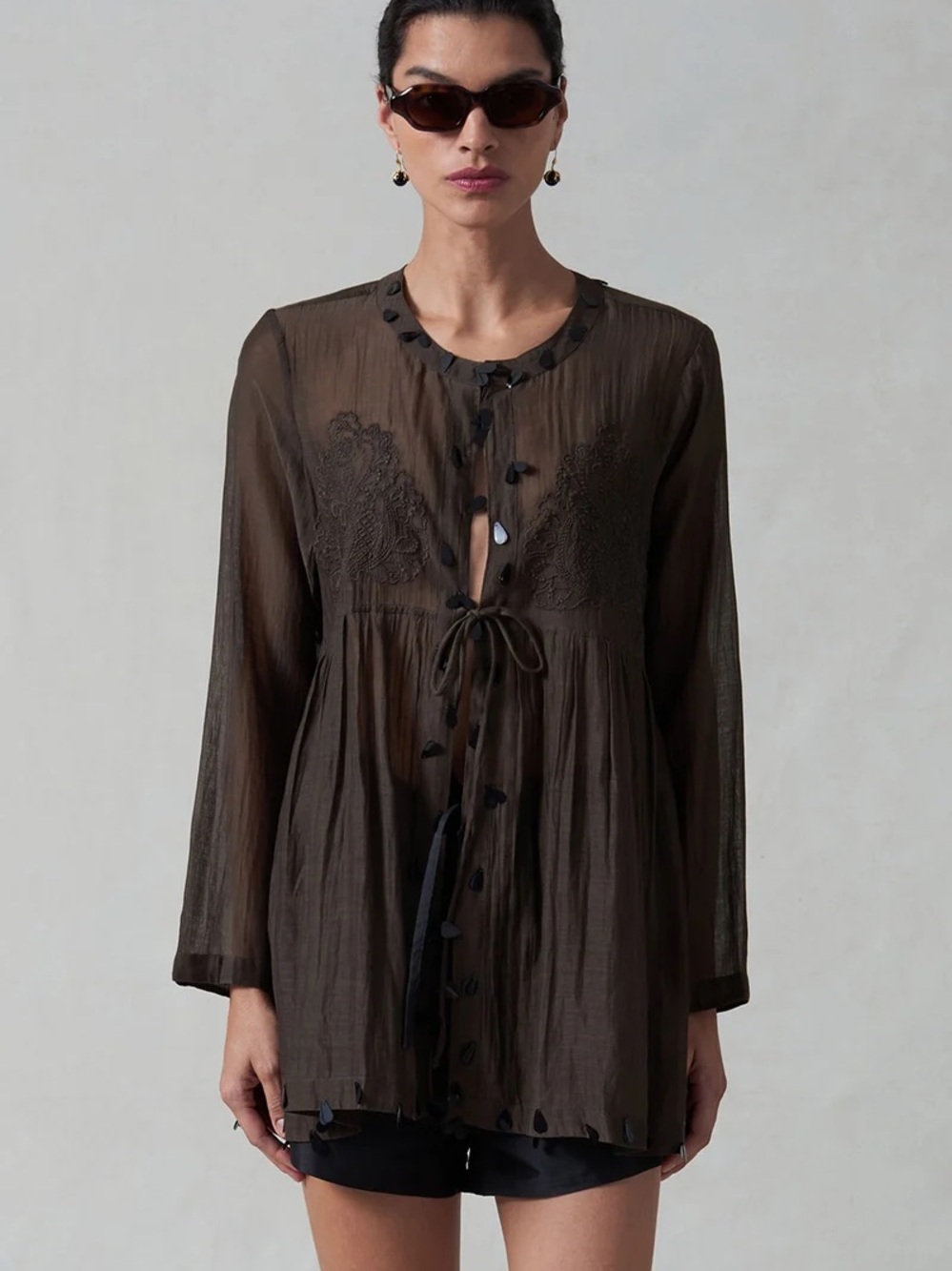 Chan Luu Sequin Blouse Silk Cotton